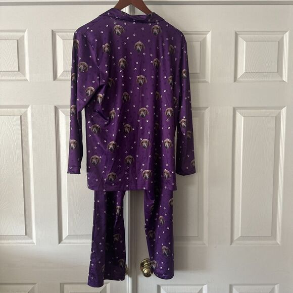 Golden Retriever Womens Pajama Set Medium Dog Purple Paw Prints Novelty Stretch - Picture 6 of 9